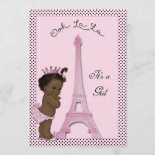 Etnische prinses Eiffeltoren Polka Dot Baby shower Kaart