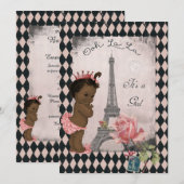 Etnische Prinses Eiffeltoren Roos Baby shower Kaart (Voorkant / Achterkant)