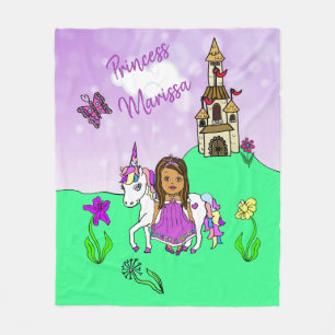 Etnische prinses en Unicorn, gepersonaliseerd Fleece Deken
