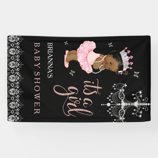 Etnische prinses Het is een meisje Baby shower ban Spandoek (Horizontaal)