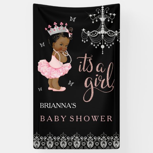 Etnische prinses Het is een meisje Baby shower ban Spandoek (Verticaal)