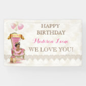 Etnische Prinses Koninklijke Troon Meisje Roze Gou Spandoek (Horizontaal)