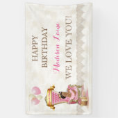 Etnische Prinses Koninklijke Troon Meisje Roze Gou Spandoek (Verticaal)