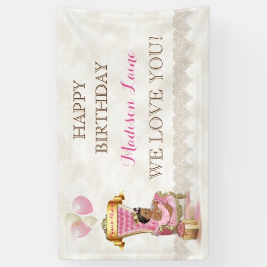 Etnische Prinses Koninklijke Troon Meisje Roze Gou Spandoek (Verticaal)