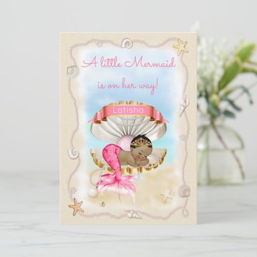 Etnische prinses Mermaid Name op Clam Shell Kaart (Staand voorkant)