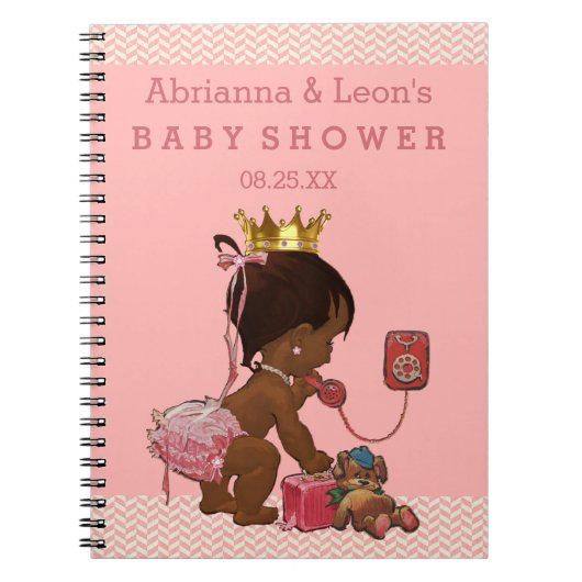 Etnische Prinses op Telefoon Baby shower Gastenboe Notitieboek (Voorkant)