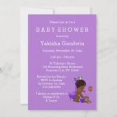 Etnische prinses op telefoon Paarse Baby shower Kaart (Achterkant)