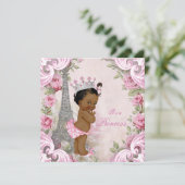 Etnische Prinses  Parijse Floral Baby shower Kaart (Staand voorkant)