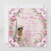 Etnische Prinses  Parijse Floral Baby shower Kaart (Achterkant)