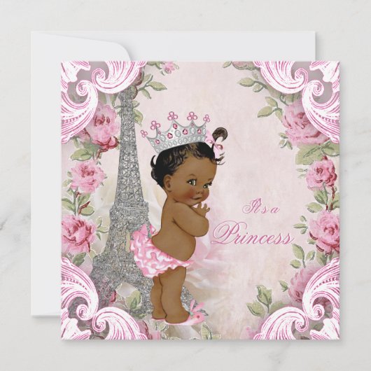 Etnische Prinses  Parijse Floral Baby shower Kaart (Voorkant)