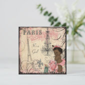 Etnische prinses Paris Eiffeltoren Baby shower Kaart (Staand voorkant)