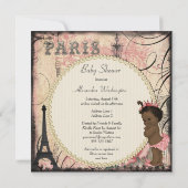 Etnische prinses Paris Eiffeltoren Baby shower Kaart (Achterkant)