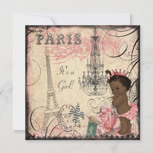 Etnische prinses Paris Eiffeltoren Baby shower Kaart (Voorkant)