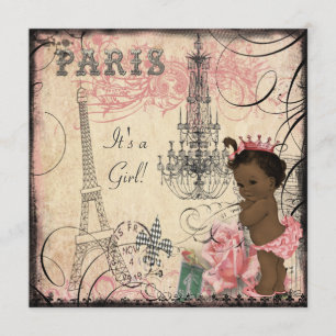 Etnische prinses Paris Eiffeltoren Baby shower Kaart