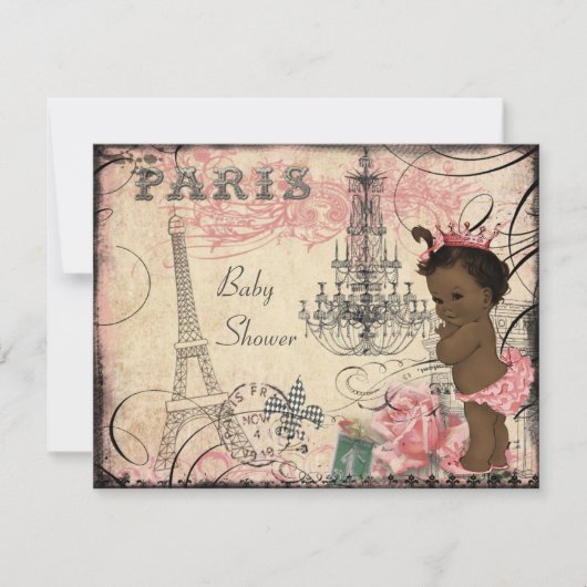 Etnische prinses Paris Eiffeltoren Baby shower Kaart (Voorkant)