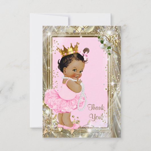 Etnische prinses Pearls Flat Baby shower Dank u we Bedankkaart (Voorkant)