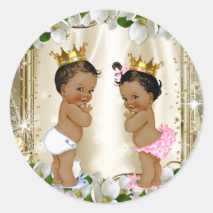 Etnische prinses prins geslacht onthulling baby sh ronde sticker