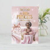 Etnische Prinses Roze Baby shower Carriage Wieg Kaart (Staand voorkant)