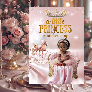 Etnische Prinses Roze Baby Shower Koets Bed Kaart