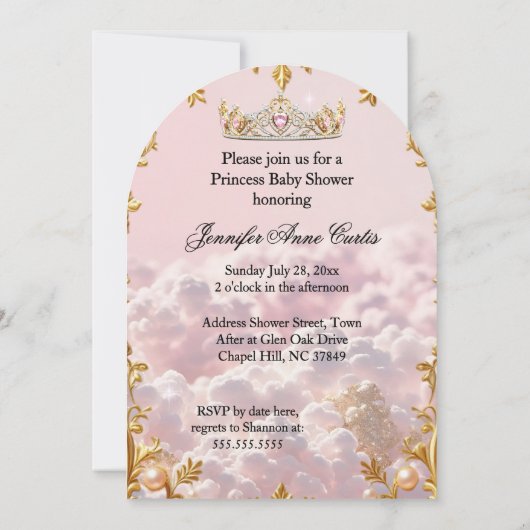 Etnische prinses roze Baby shower vervoer Kaart (Achterkant)