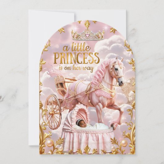 Etnische prinses roze Baby shower vervoer Kaart (Voorkant)