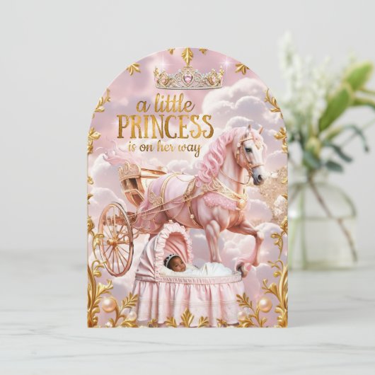 Etnische prinses roze Baby shower vervoer Kaart (Staand voorkant)