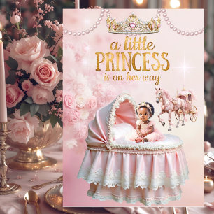 Etnische Prinses Roze Baby Shower Wieg Kaart