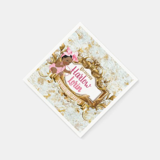 Etnische Prinses Roze Elegant Baby shower Servet (Hoek)