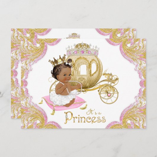 Etnische Prinses Roze Goud Baby Douche Uitnodiging (Voorkant / Achterkant)