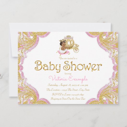 Etnische Prinses Roze Goud Baby Douche Uitnodiging (Achterkant)