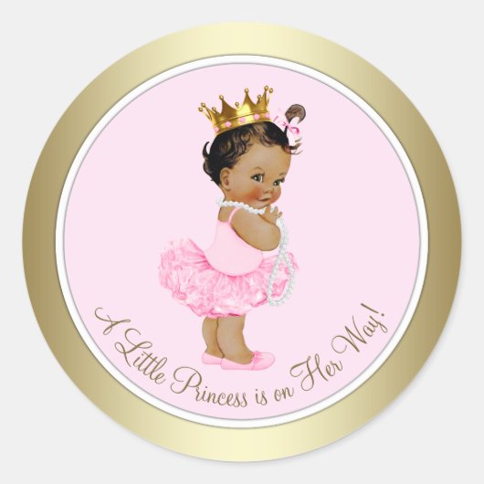 Etnische Prinses Roze Goud Baby shower Ronde Sticker (Voorkant)