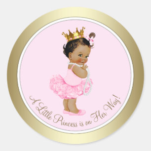 Etnische Prinses Roze Goud Baby shower Ronde Sticker