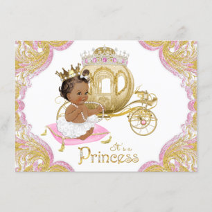 Etnische Prinses Roze Gouden Baby Shower Uitnodigi Kaart