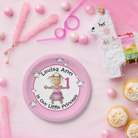 Etnische Prinses Schattige 1e Verjaardag Roze Part Papieren Bordje (Feest)