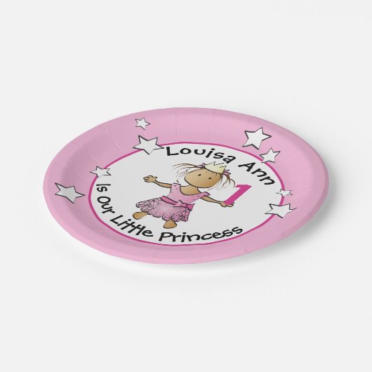 Etnische Prinses Schattige 1e Verjaardag Roze Part Papieren Bordje (Gekanteld)