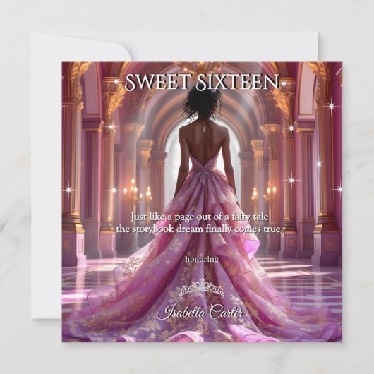 Etnische Prinses Sweet 16 Verjaardag Roze Paarse Kaart (Voorkant)
