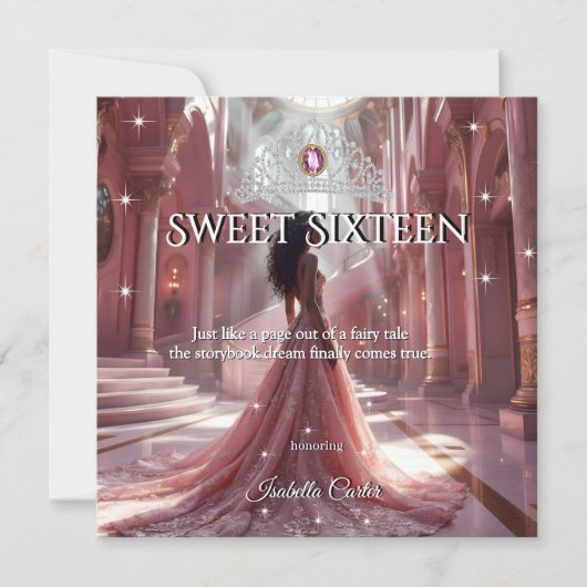 Etnische Prinses Sweet 16 Verjaardagsfeestje Roze Kaart (Voorkant)