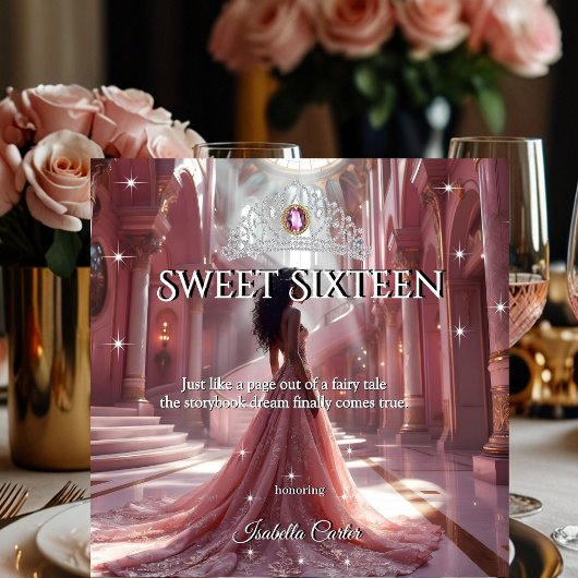 Etnische Prinses Sweet 16 Verjaardagsfeestje Roze Kaart