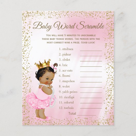 Etnische prinses Tutu baby shower spellen (Voorkant)