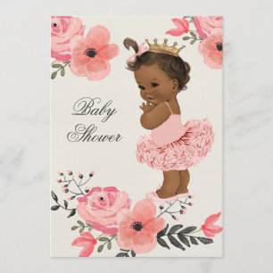 Etnische prinses Tutu Floral Waterverf Baby shower Kaart
