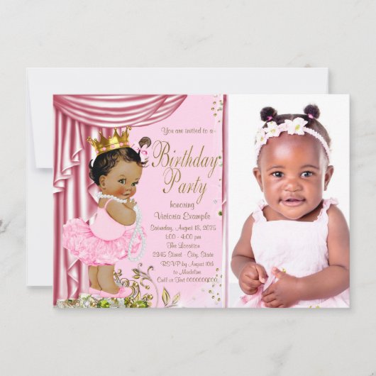 Etnische Prinses Tutu Pearl verjaardagsfeest Kaart (Voorkant)