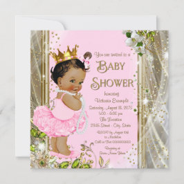 Etnische Prinses Tutu Roze Gouden Baby Shower Kaart