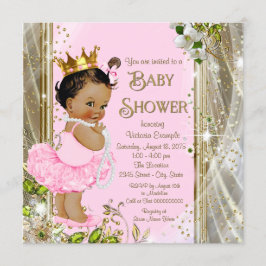 Etnische Prinses Tutu Roze Gouden Baby Shower Kaart