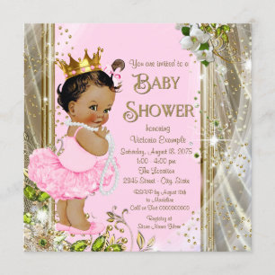 Etnische Prinses Tutu Roze Gouden Baby Shower Kaart