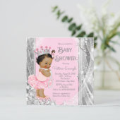 Etnische Prinses Tutu Roze Zilver Baby shower Kaart (Staand voorkant)