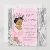 Etnische Prinses Tutu Roze Zilver Baby shower Kaart (Voorkant)