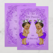  etnische prinses tweeling Baby shower Paarse Kaart (Voorkant / Achterkant)