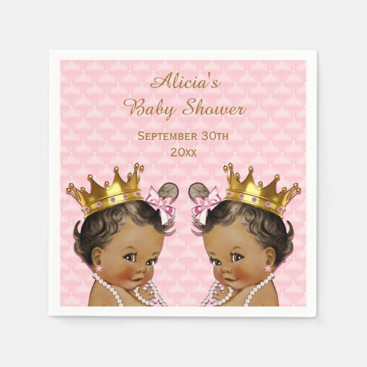 Etnische prinses tweeling gewatteerd Baby shower Servetten (Voorkant)