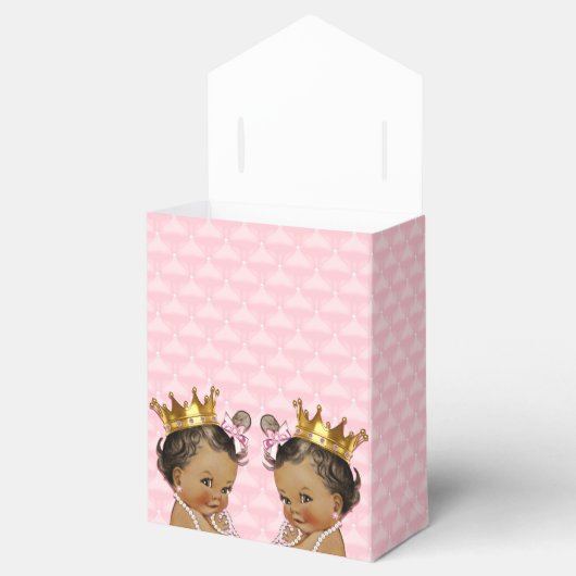 Etnische prinses tweeling gewatteerd roze Baby sho Bedankdoosjes (Geopend)