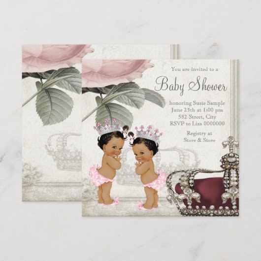 Etnische Prinses Tweeling Meisje Baby Shower Kaart (Voorkant / Achterkant)